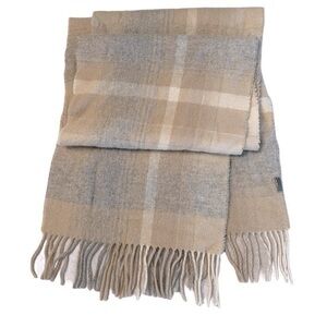 FRAAS Cashmere Plaid Scarf, tan, gray & cream
